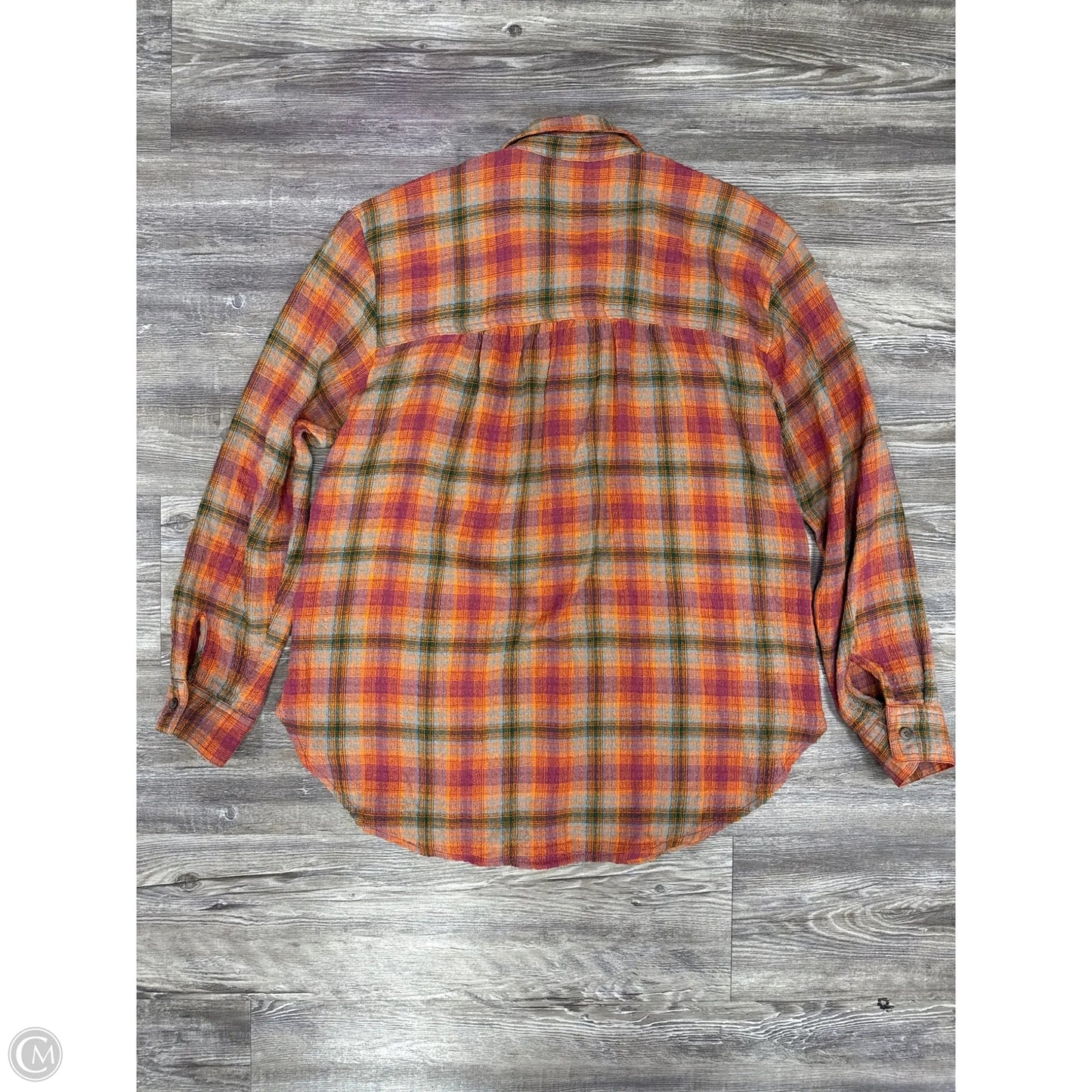 Top Long Sleeve By Anthropologie In Plaid Pattern, Size: S