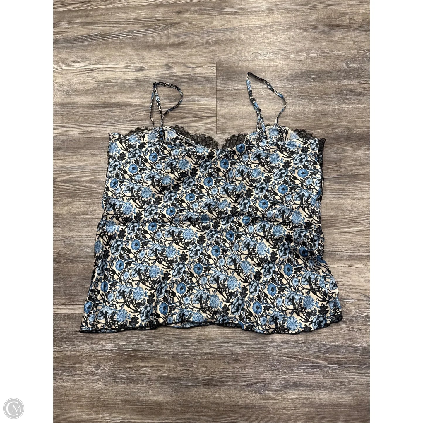 Top Sleeveless Designer By Sandro In Black & Blue, Size: M