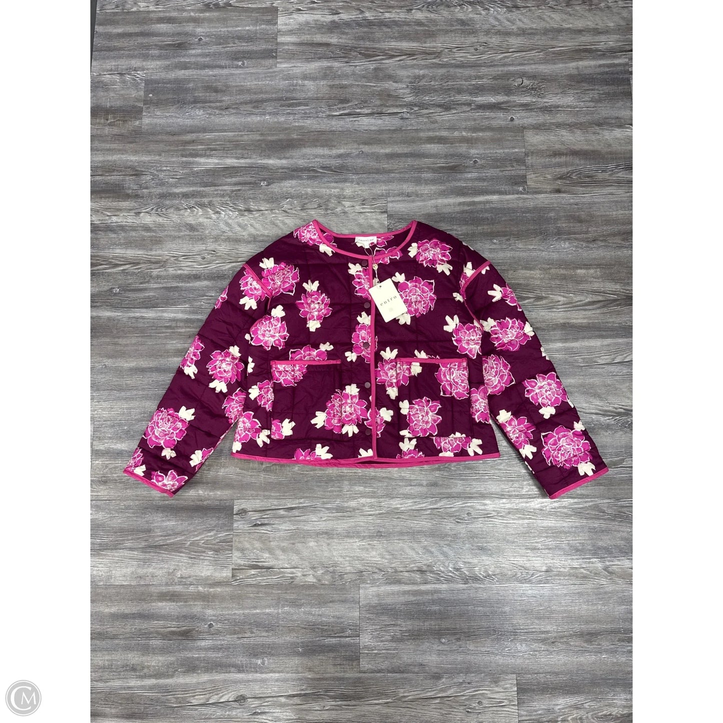Coat Puffer & Quilted By Entro In Purple & White, Size: L