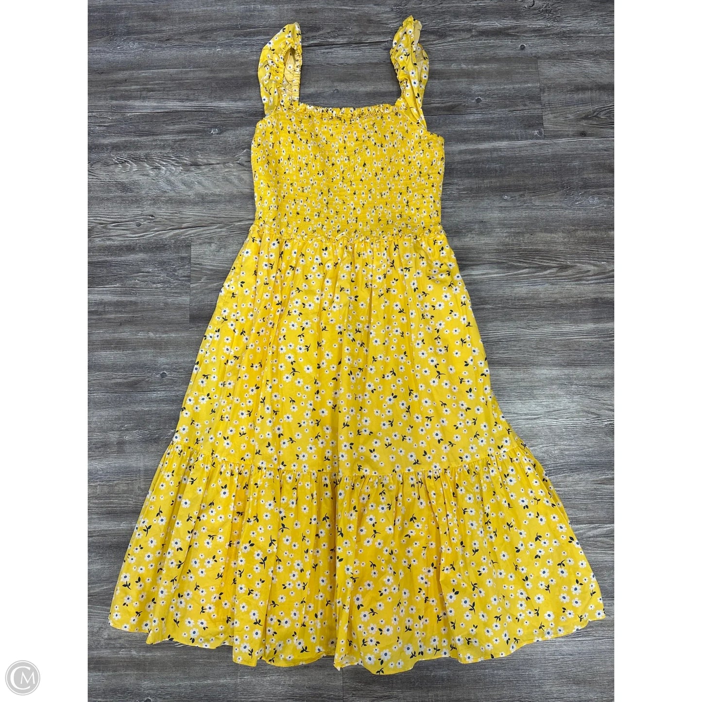 Dress Designer By Kate Spade In White & Yellow, Size: L