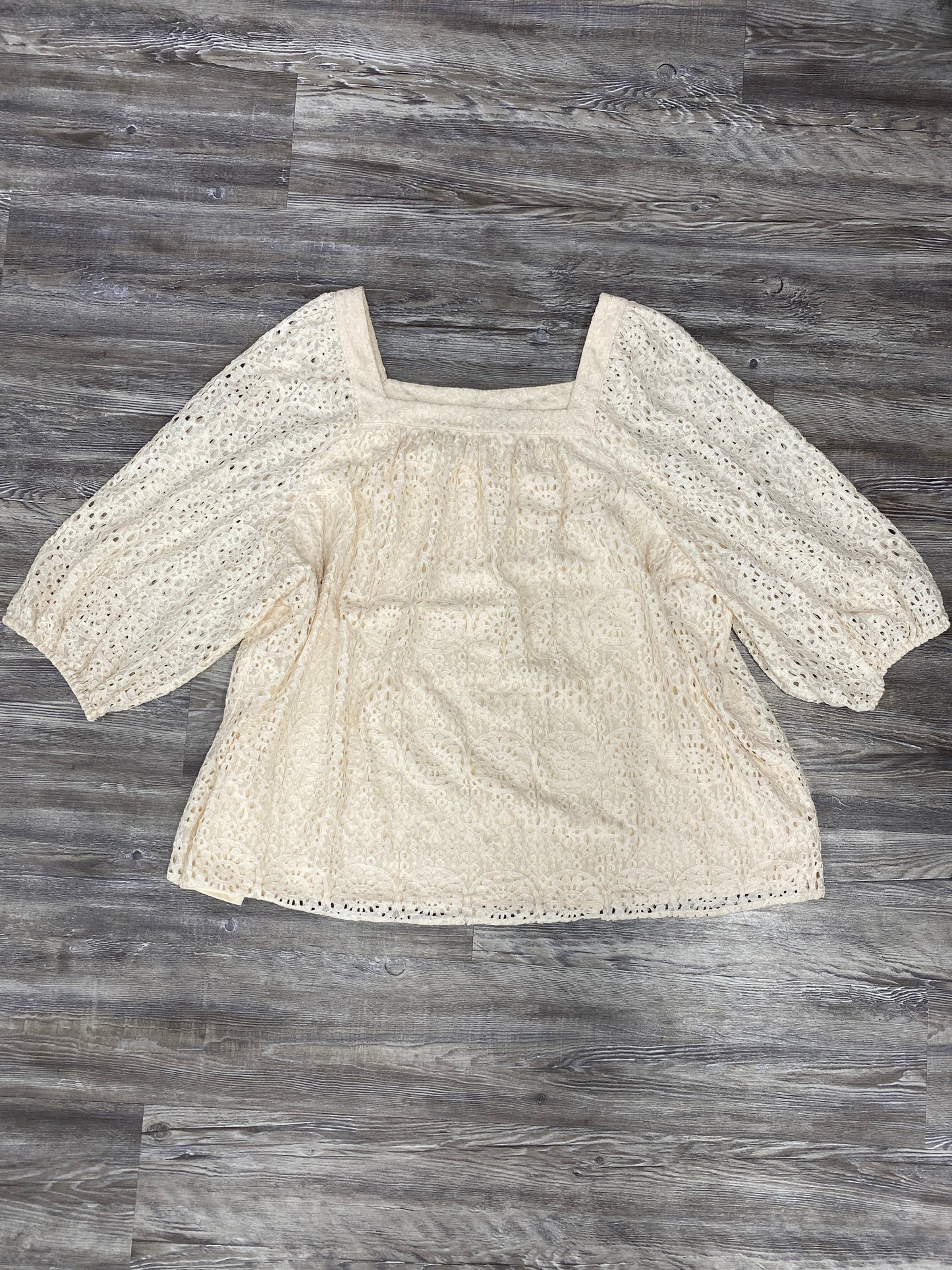 Cream Top Long Sleeve Basic Lc Lauren Conrad, Size 4x