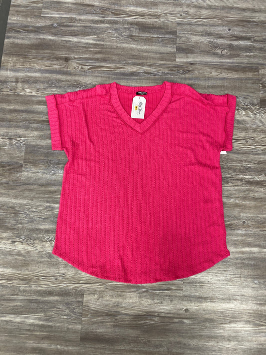 Pink Top Short Sleeve Basic Heimish Usa, Size 3x