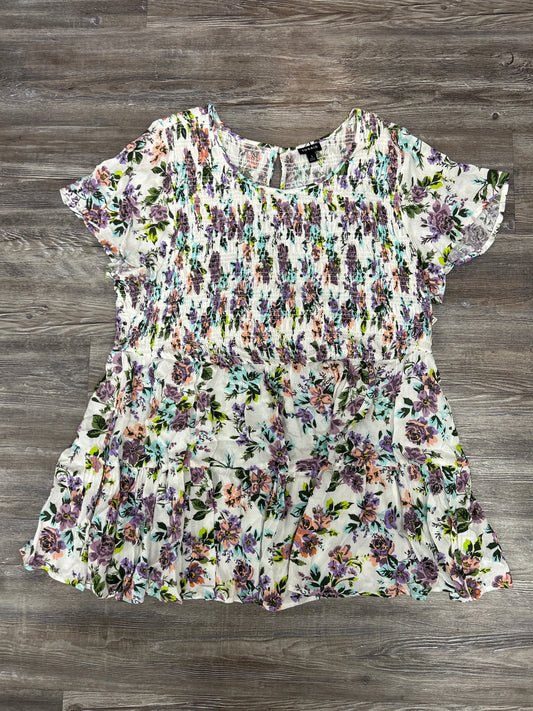 Top Short Sleeve Basic By Torrid In Floral Print, Size: 3x