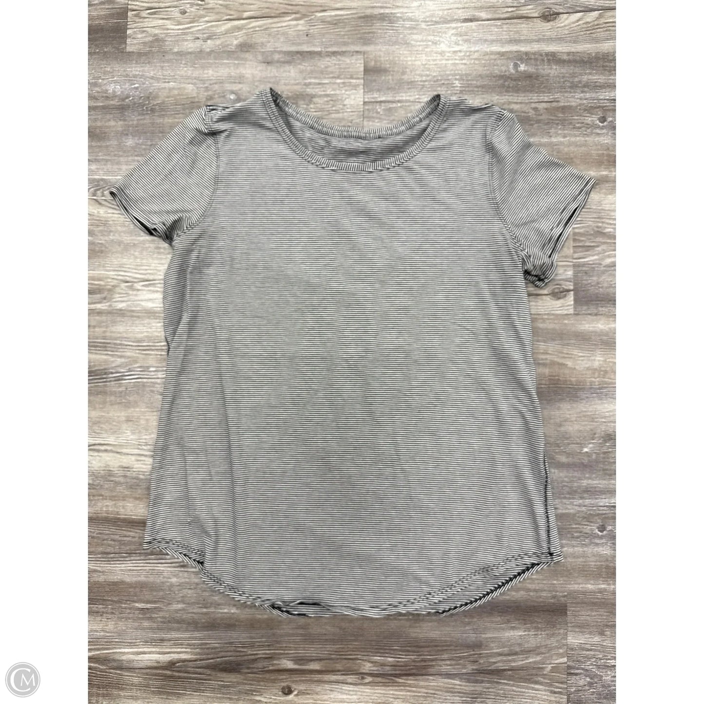 Athletic Top Short Sleeve By Lululemon In Striped Pattern, Size: L