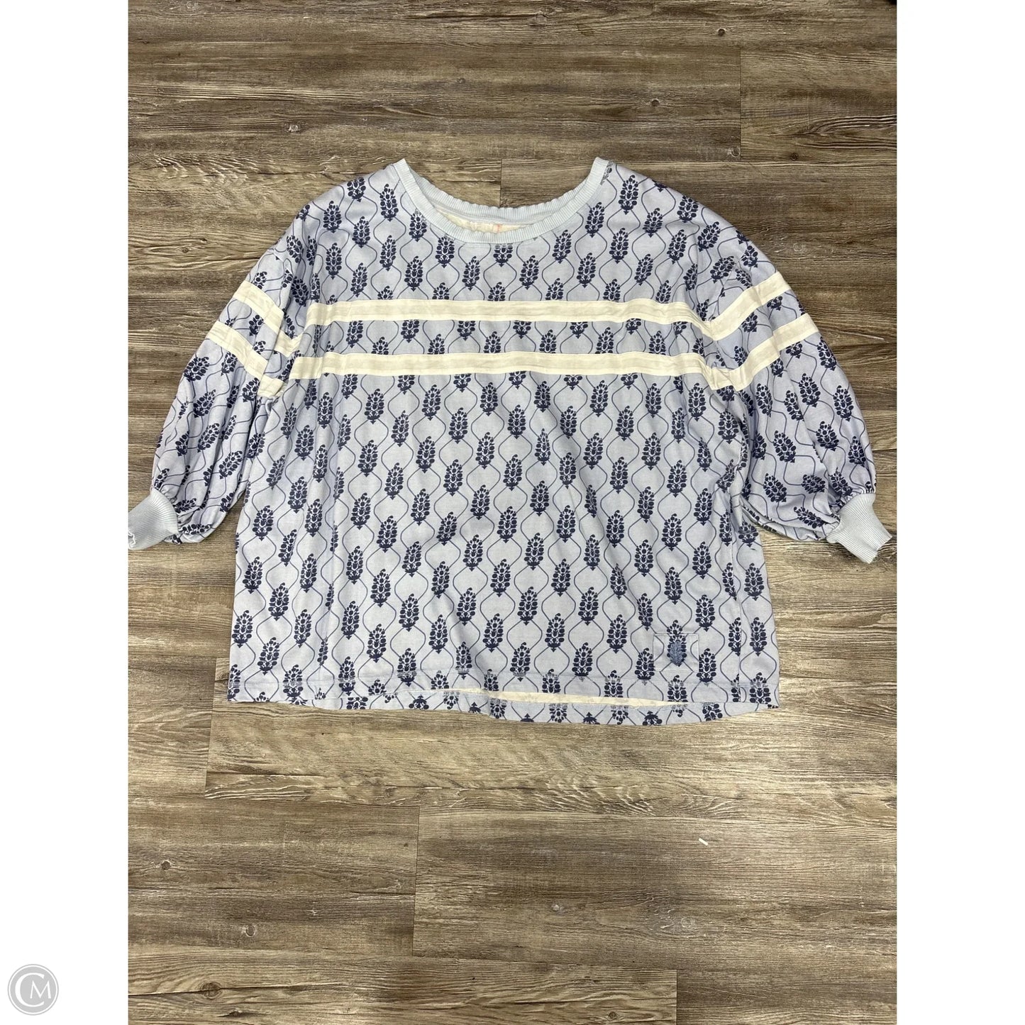 Sweatshirt Crewneck By Free People In Blue & White, Size: L