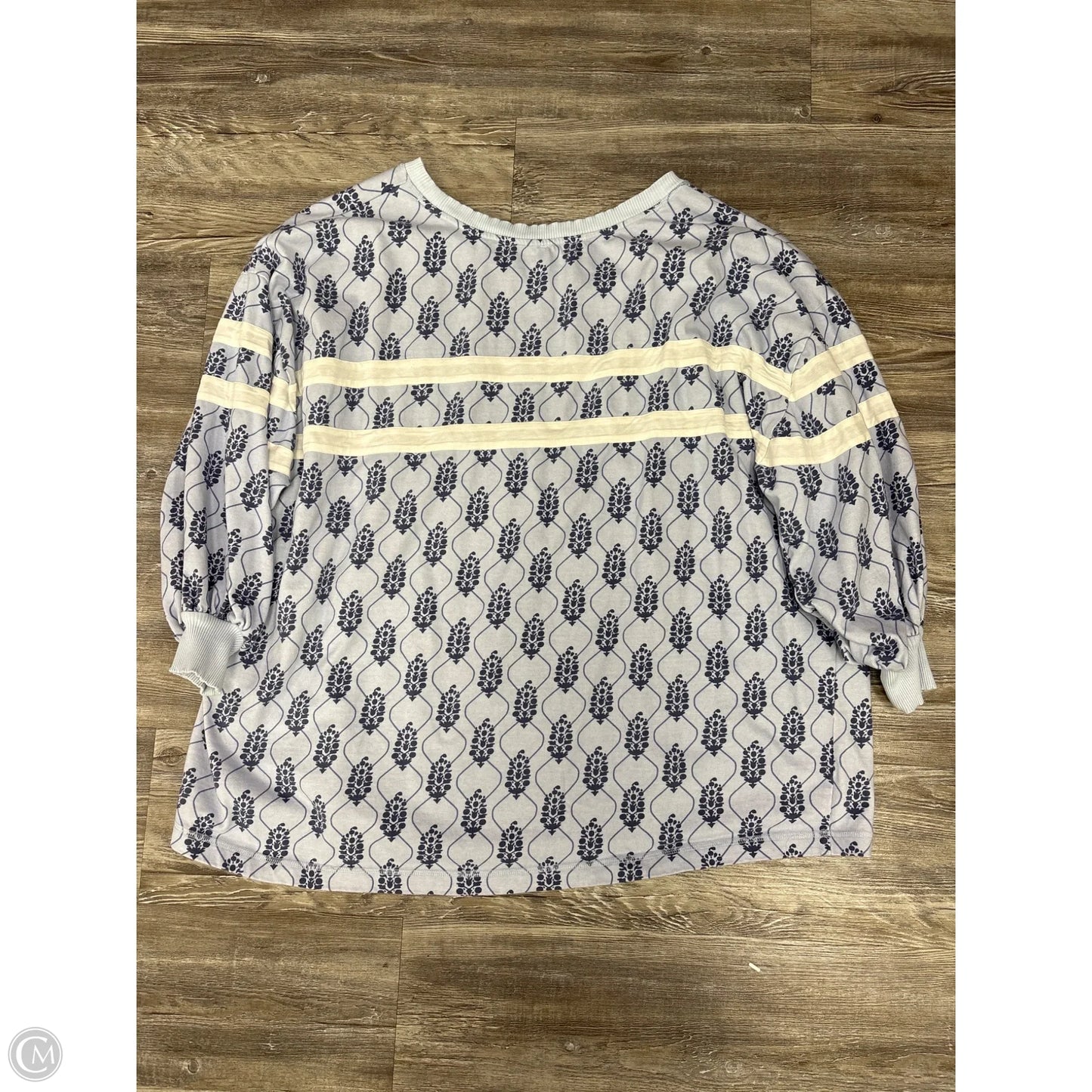 Sweatshirt Crewneck By Free People In Blue & White, Size: L