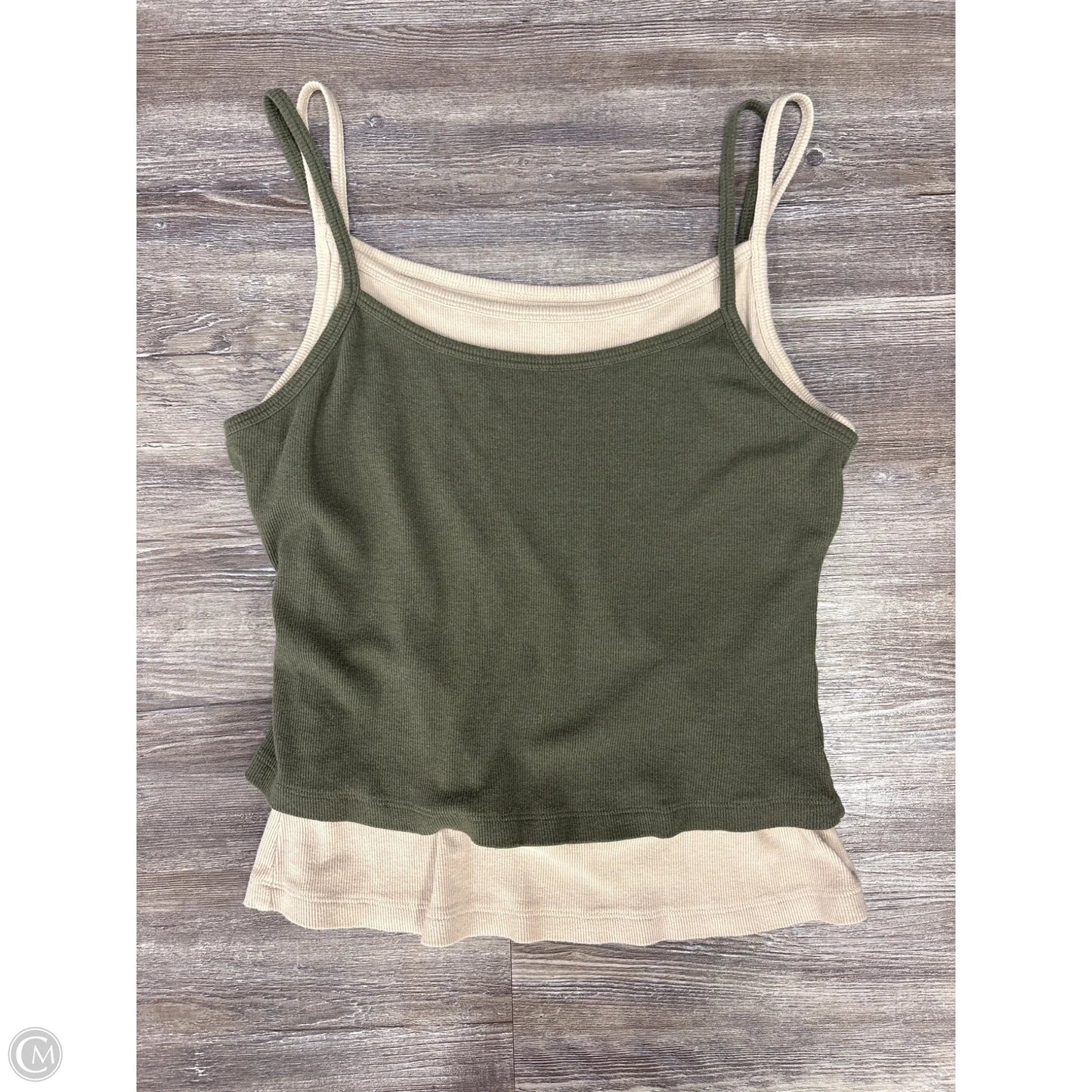 Top Sleeveless By Pilcro In Cream & Green, Size: M
