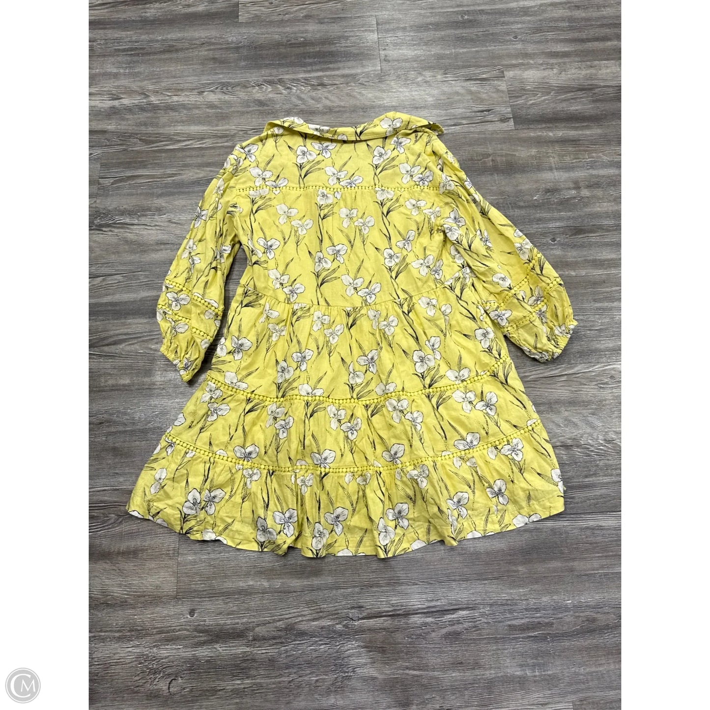 Dress Casual Short By Maeve In White & Yellow, Size: M