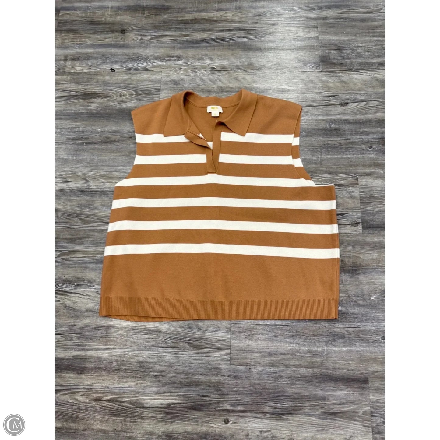 Sweater By Maeve In Tan & White, Size: 3x