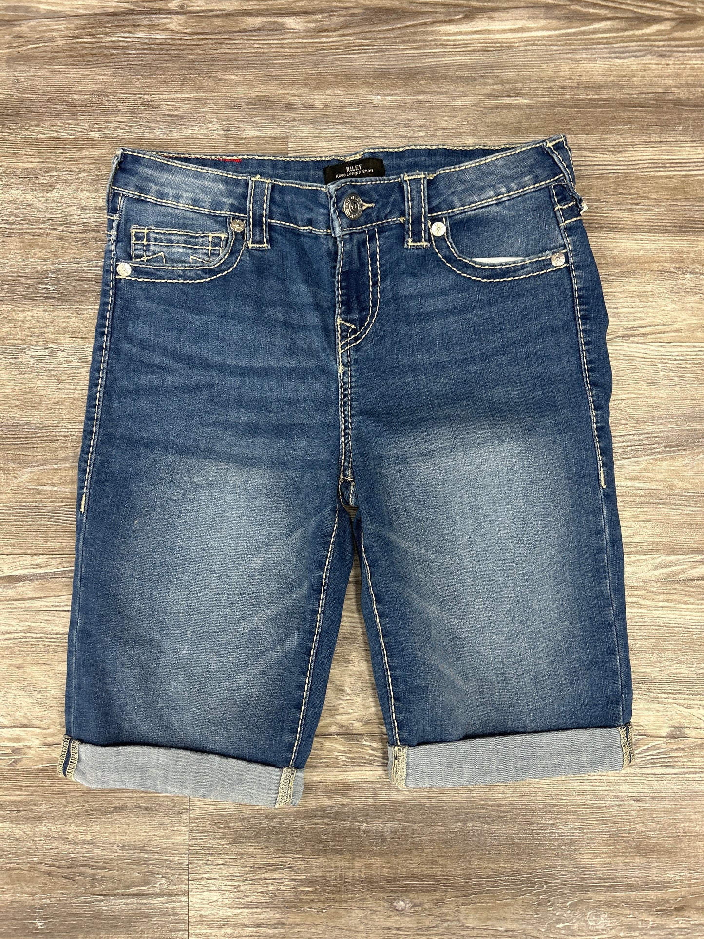 Shorts Designer By True Religion In Blue Denim, Size: 8