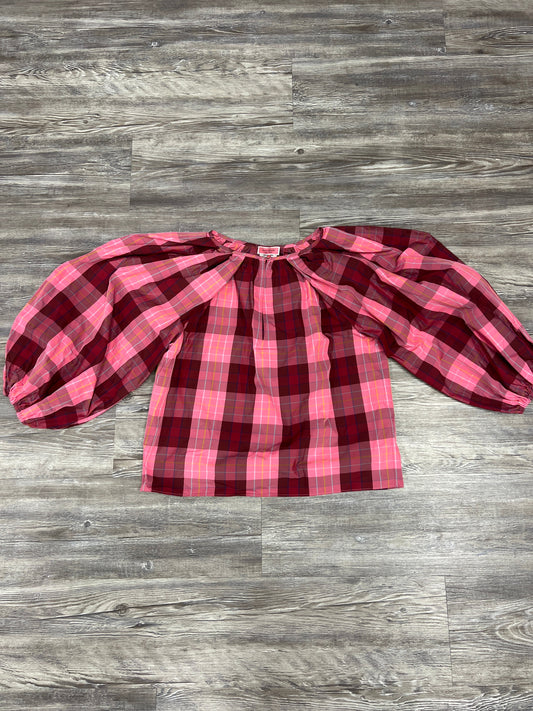 Plaid Pattern Top Long Sleeve Kate Spade, Size Xxs