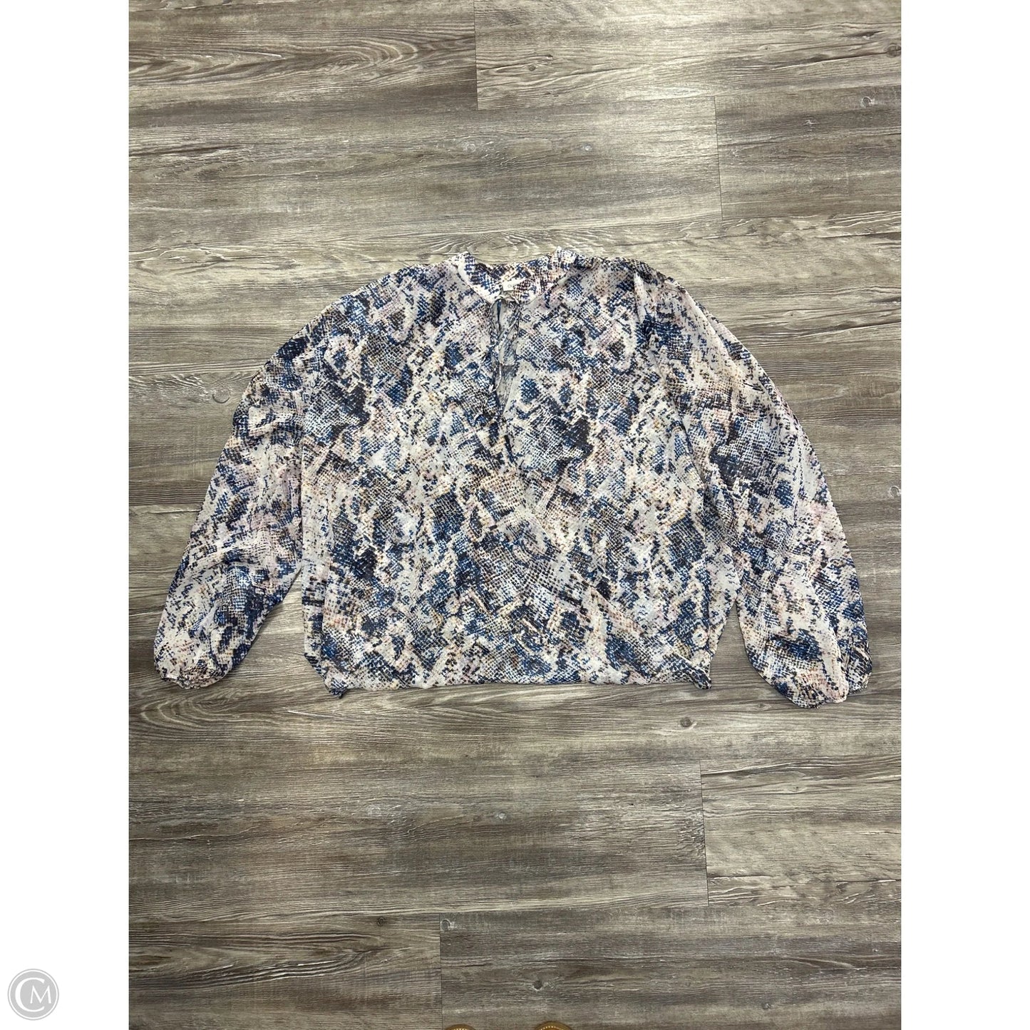Top Long Sleeve By Olivia Grey In Snakeskin Print, Size: Xl