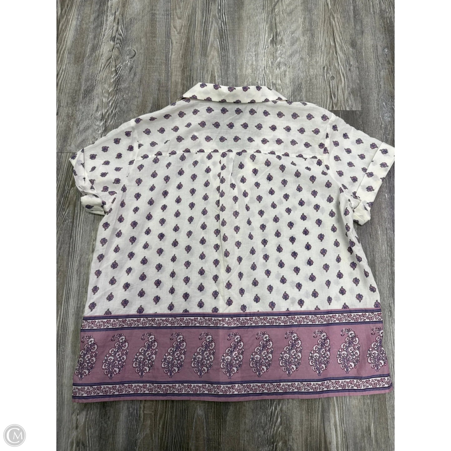 Top Short Sleeve By Banana Republic In Purple & White, Size: S