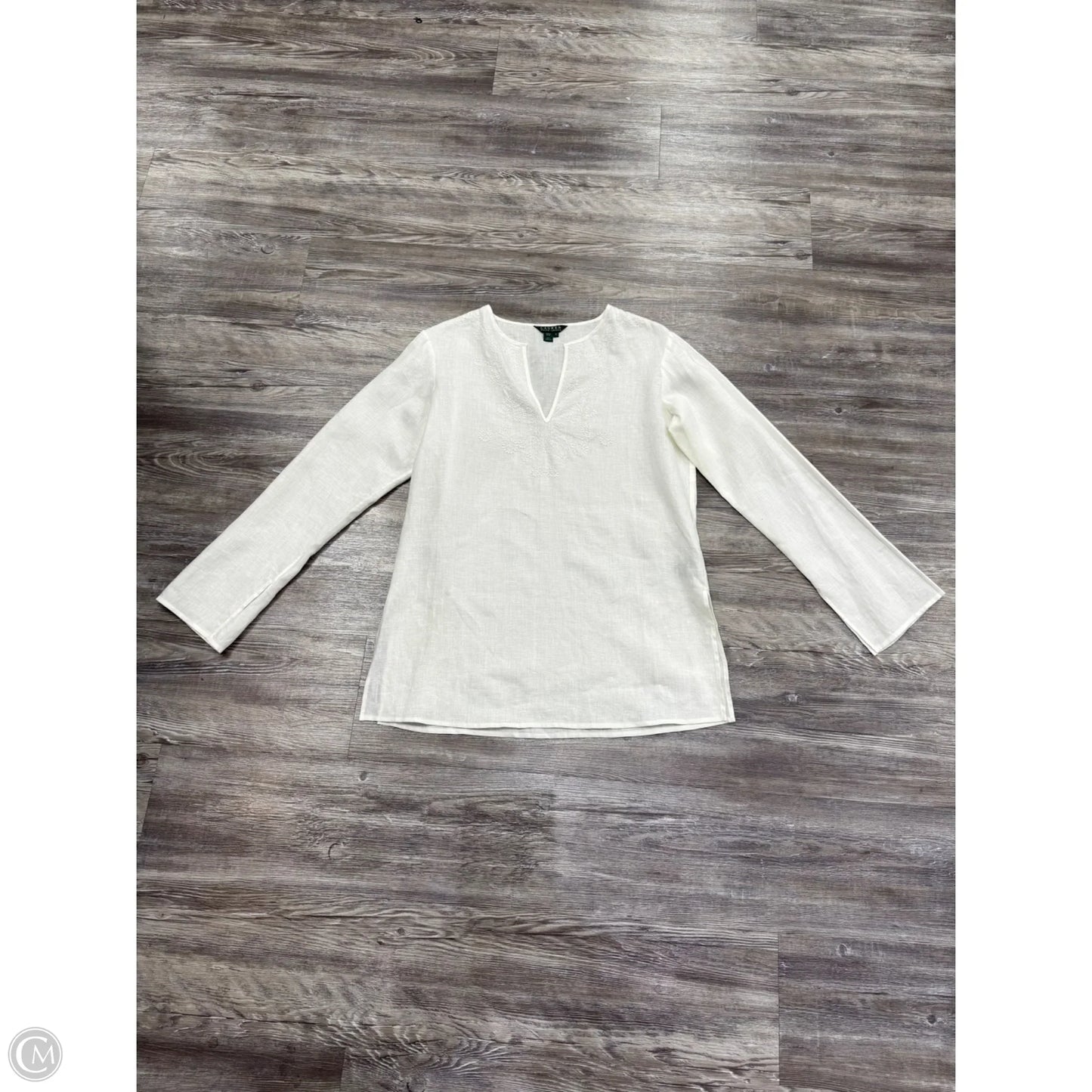 Top Long Sleeve By Lauren By Ralph Lauren In White, Size: S