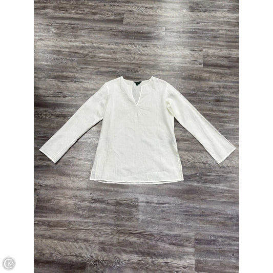 Top Long Sleeve By Lauren By Ralph Lauren In White, Size: S