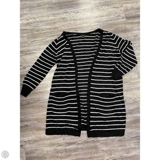 Sweater Cardigan By Halogen In Black & White, Size: 1x