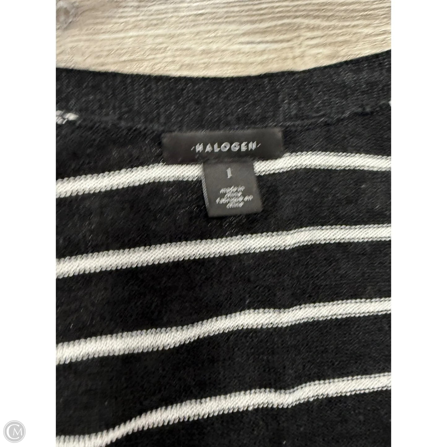 Sweater Cardigan By Halogen In Black & White, Size: 1x