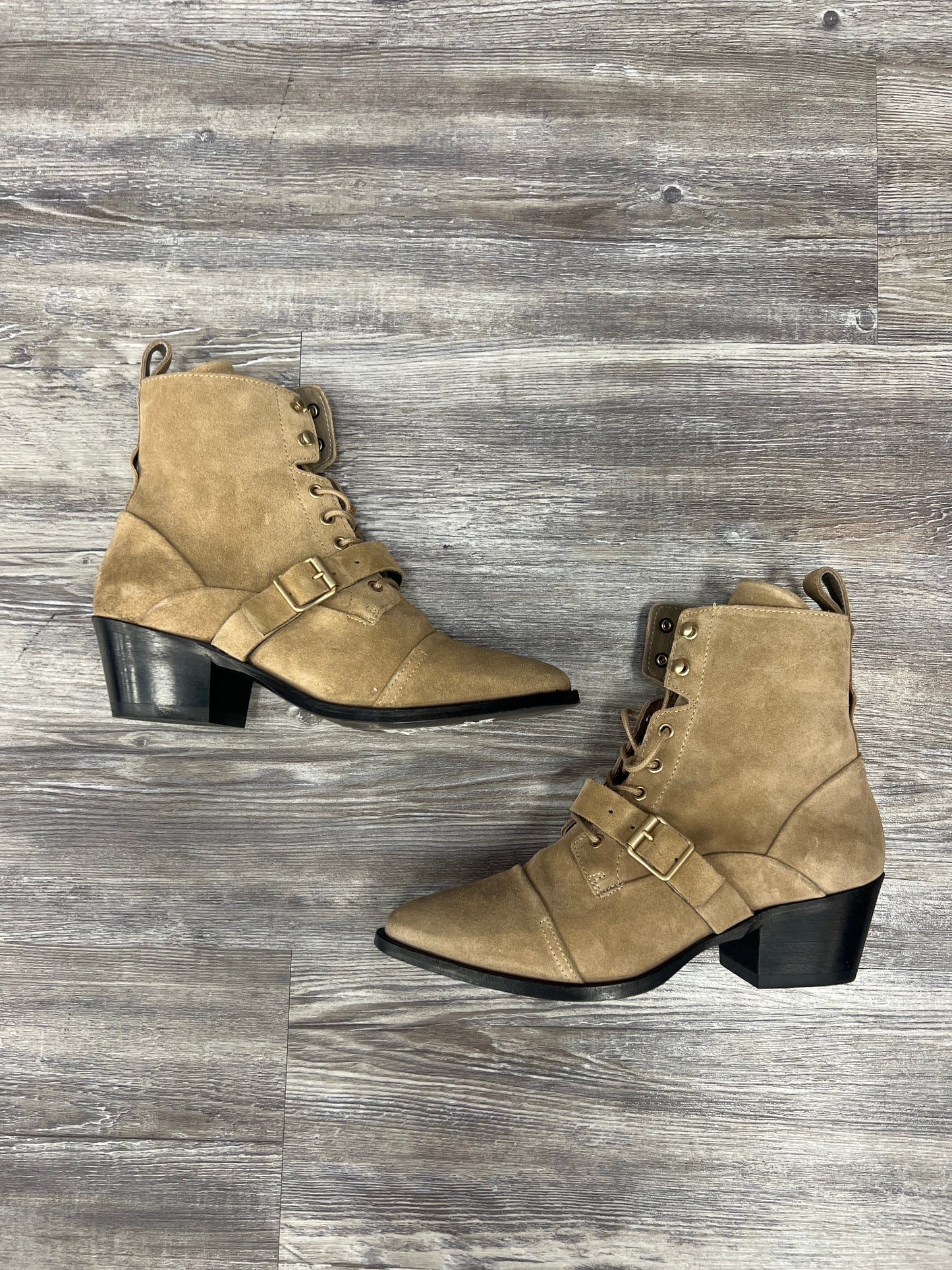 Boots Mid-calf Heels By All Saints In Tan, Size: 8