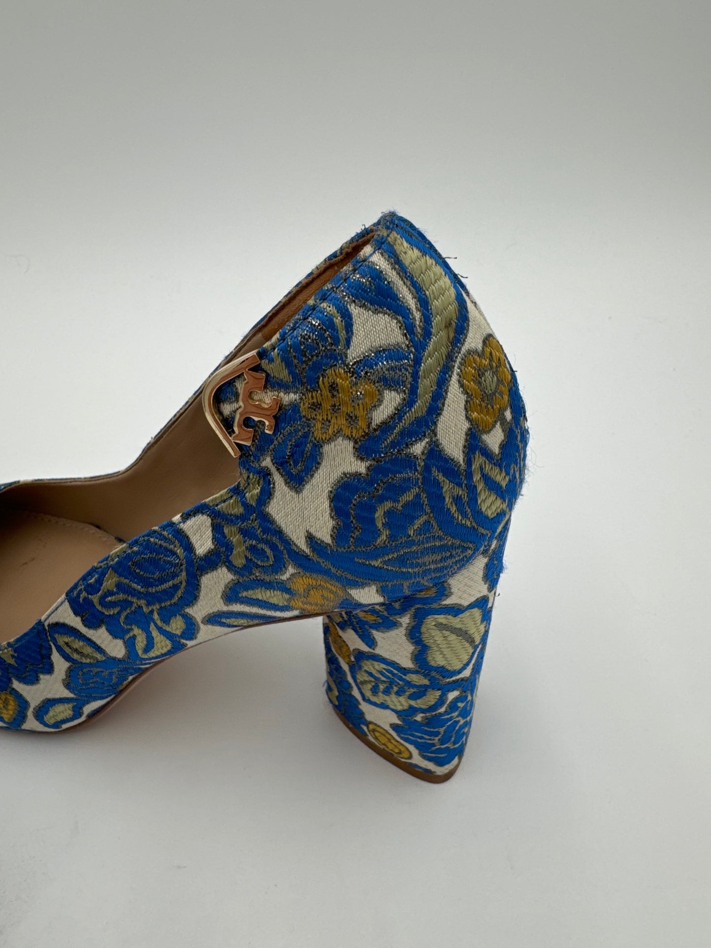 Shoes Heels Block By Tory Burch In Blue & Yellow, Size: 8.5