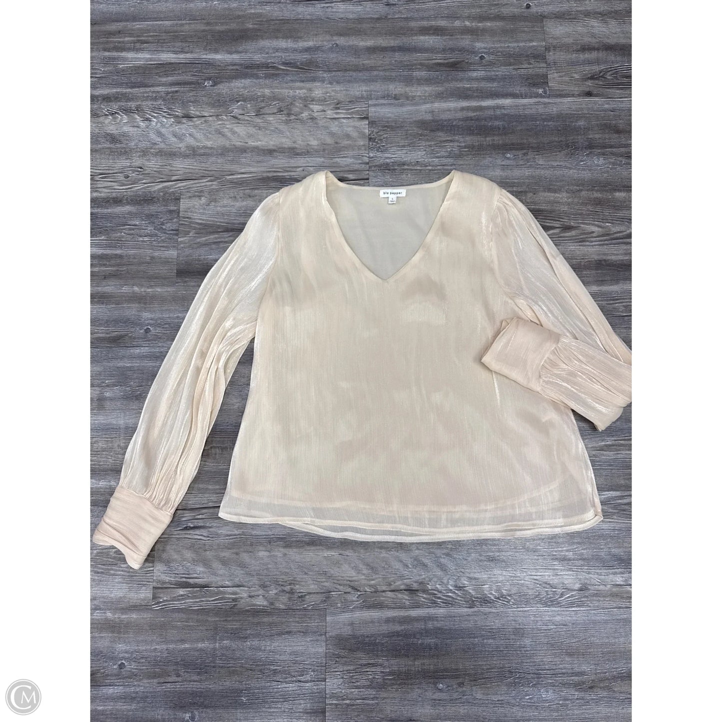 Top Long Sleeve By Blu Pepper In Cream, Size: L