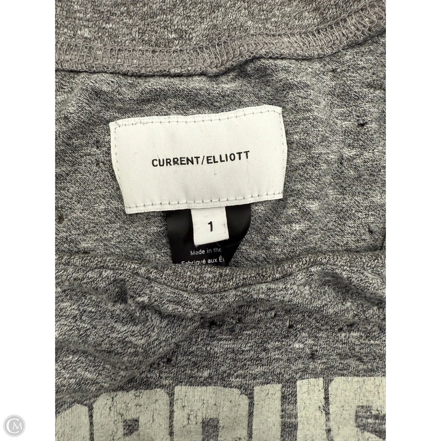Top Short Sleeve Designer By Current/elliott In Grey, Size: S