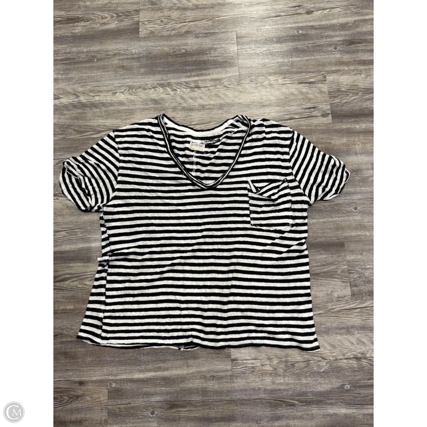 Top Short Sleeve Basic By We The Free In Black & White, Size: Xl