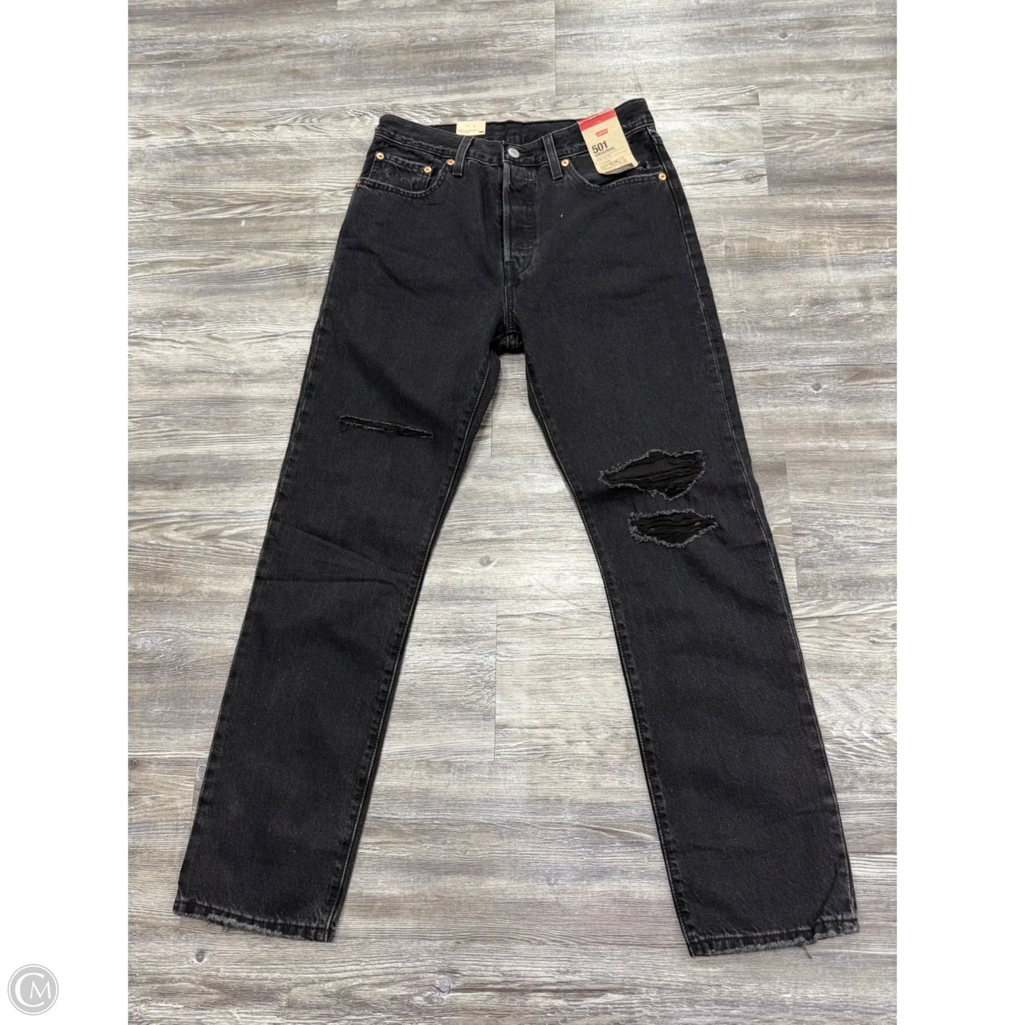 Jeans Straight By Levis In Black Denim, Size: 6