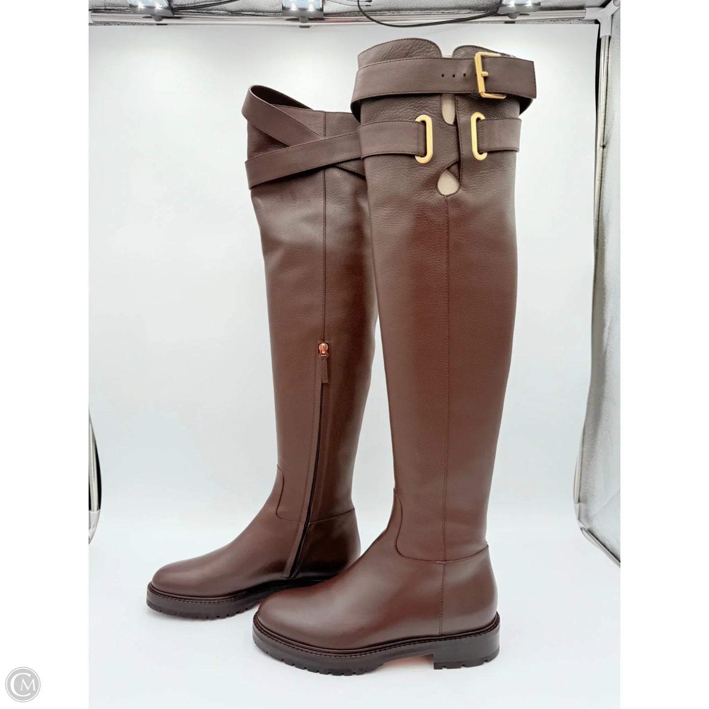 Boots Luxury Designer By Valentino-garavani In Brown, Size: 7.5