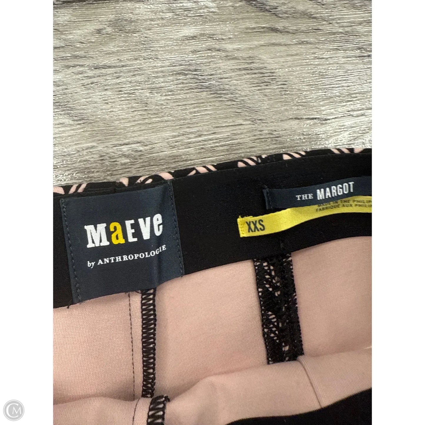 Pants Cropped By Maeve In Black & Pink, Size: Xxs