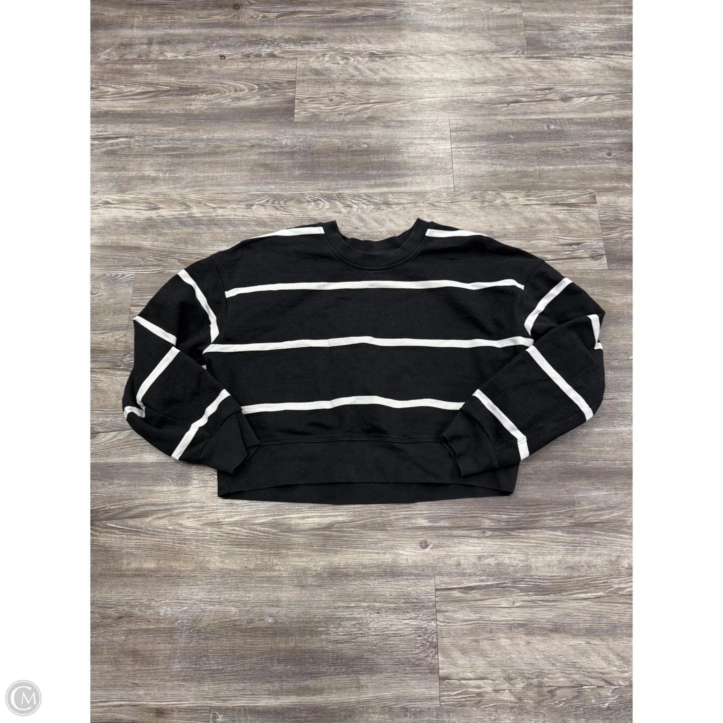 Athletic Sweatshirt Crewneck By Lululemon In Black & Cream, Size: M