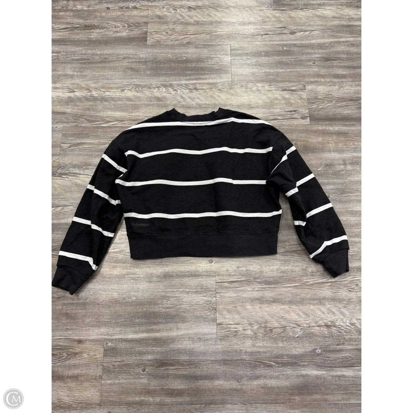 Athletic Sweatshirt Crewneck By Lululemon In Black & Cream, Size: M