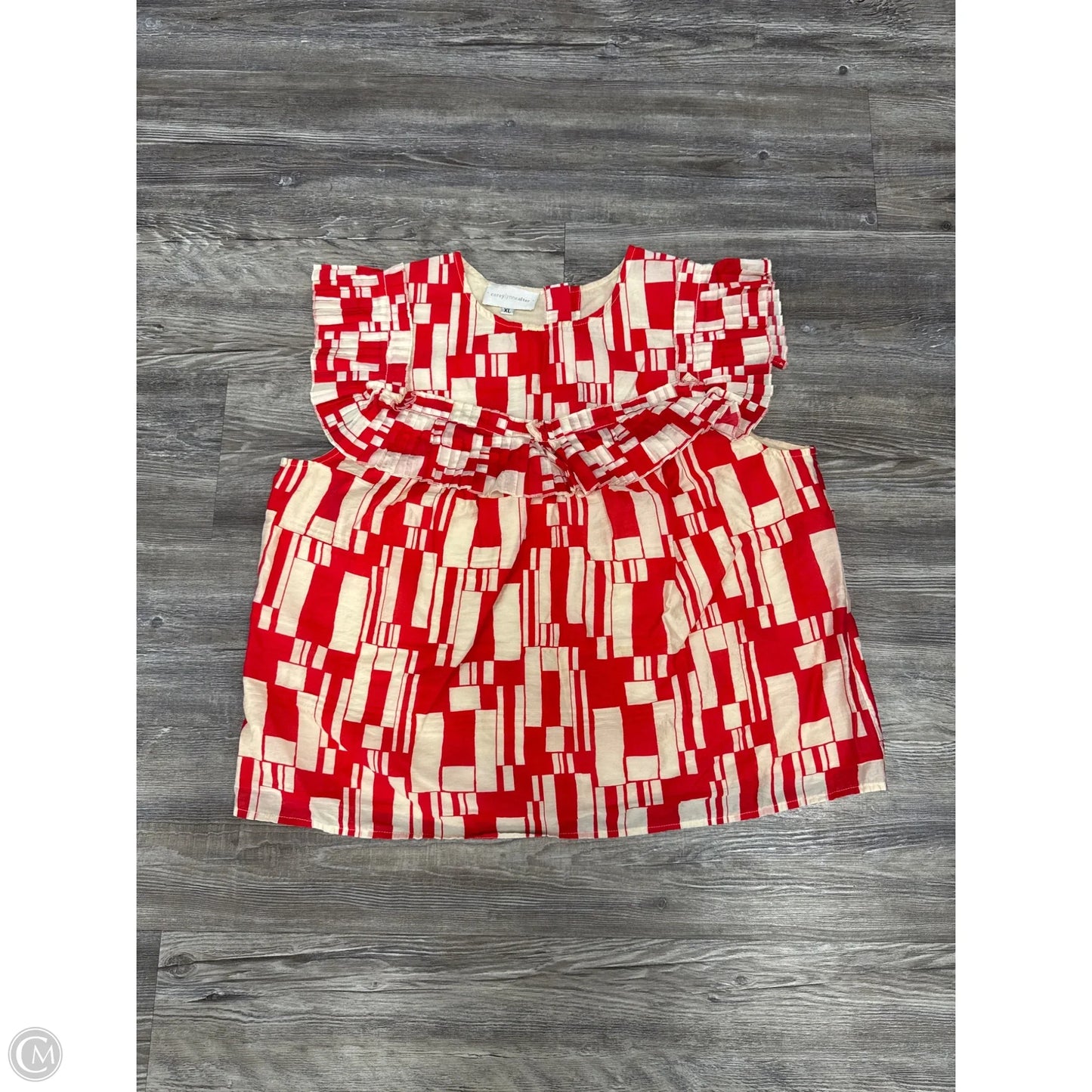 Top Short Sleeve By Corey Lynn Calter In Red & Tan, Size: Xl