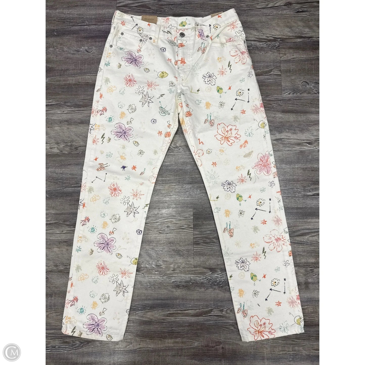 Jeans Straight By Levis In Cream Denim, Size: 8