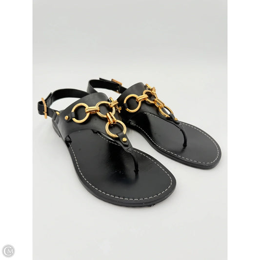 Sandals Designer By Tory Burch In Black & Gold, Size: 9.5