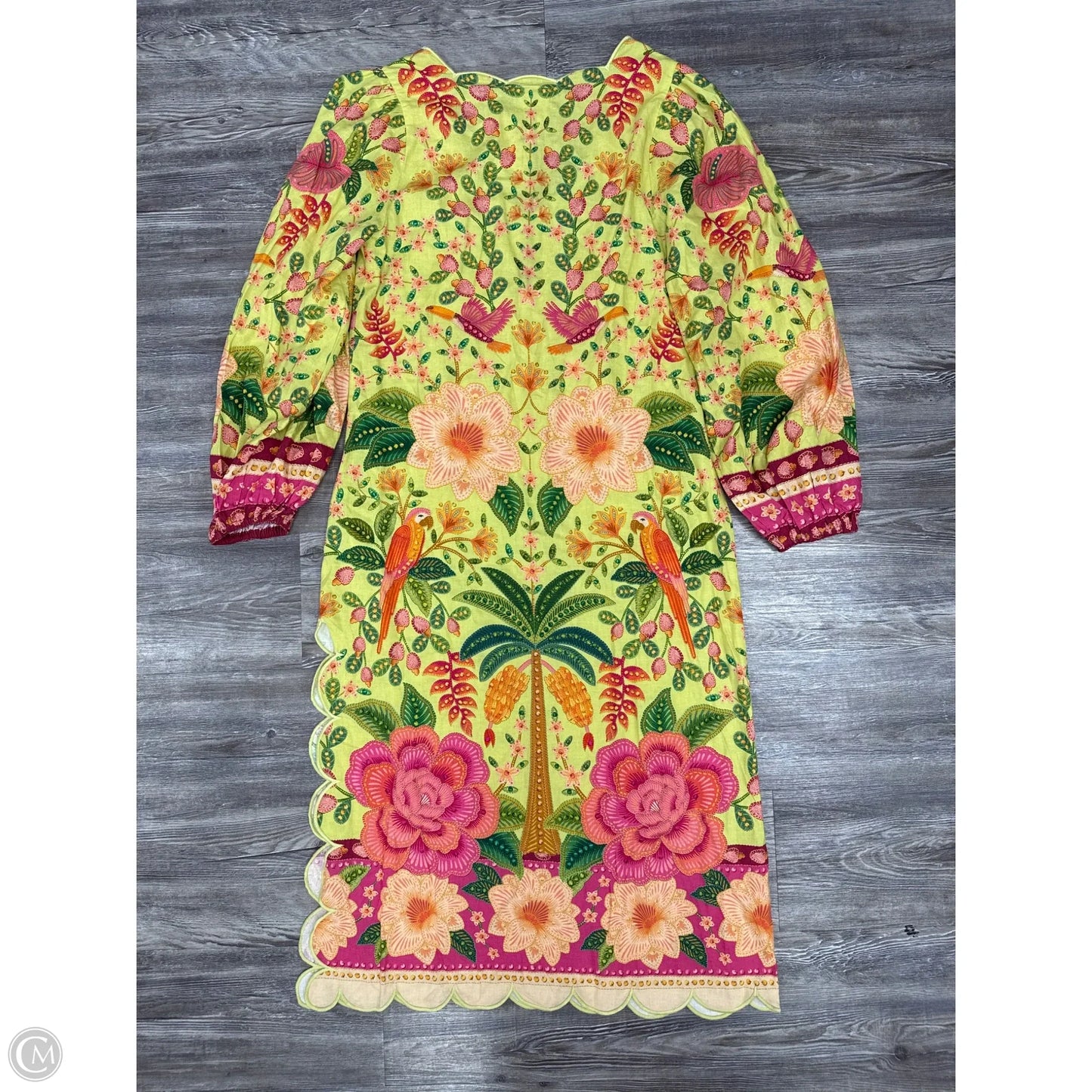 Dress Casual Midi By Farm Rio In Green & Pink, Size: M