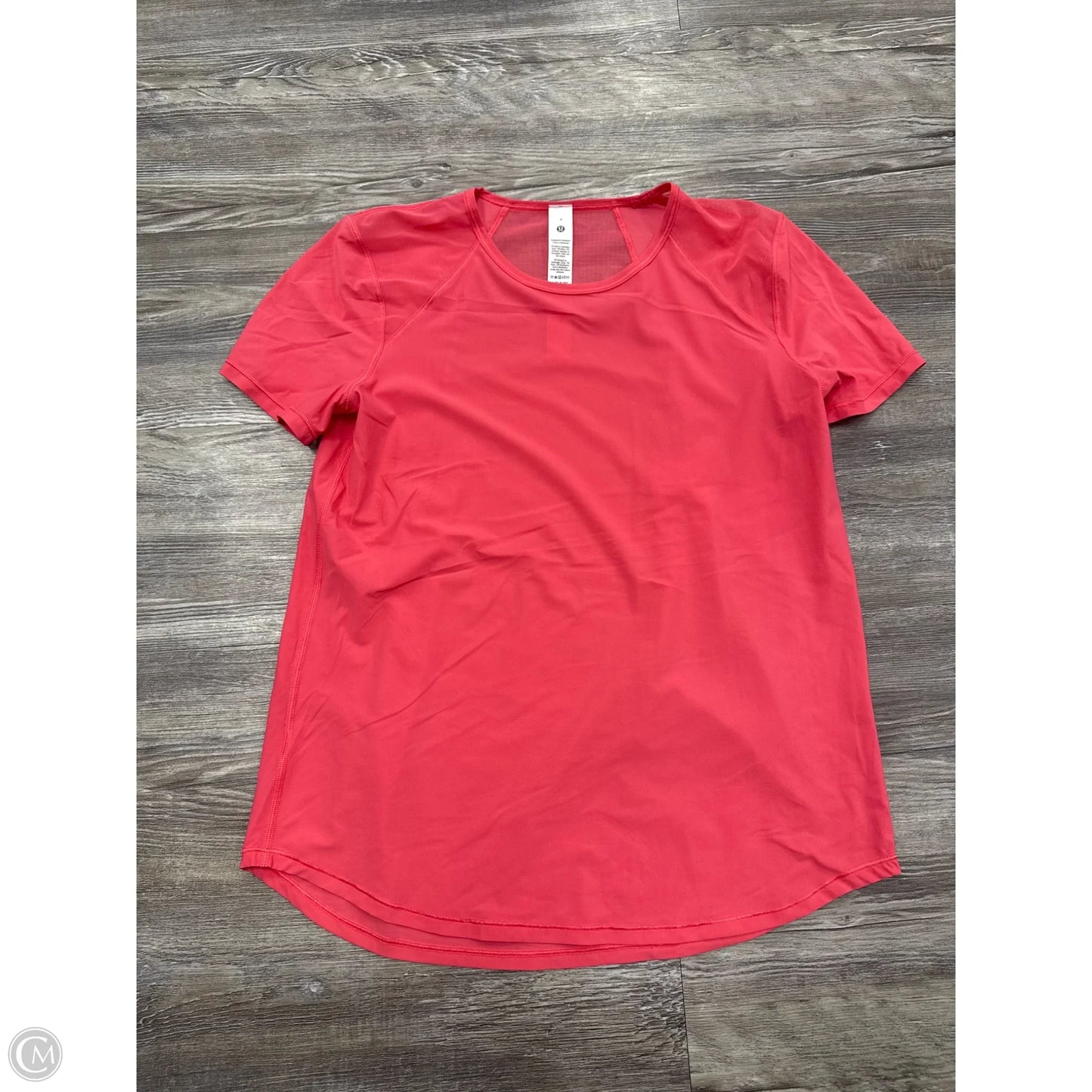 Athletic Top Short Sleeve By Lululemon In Coral, Size: 4