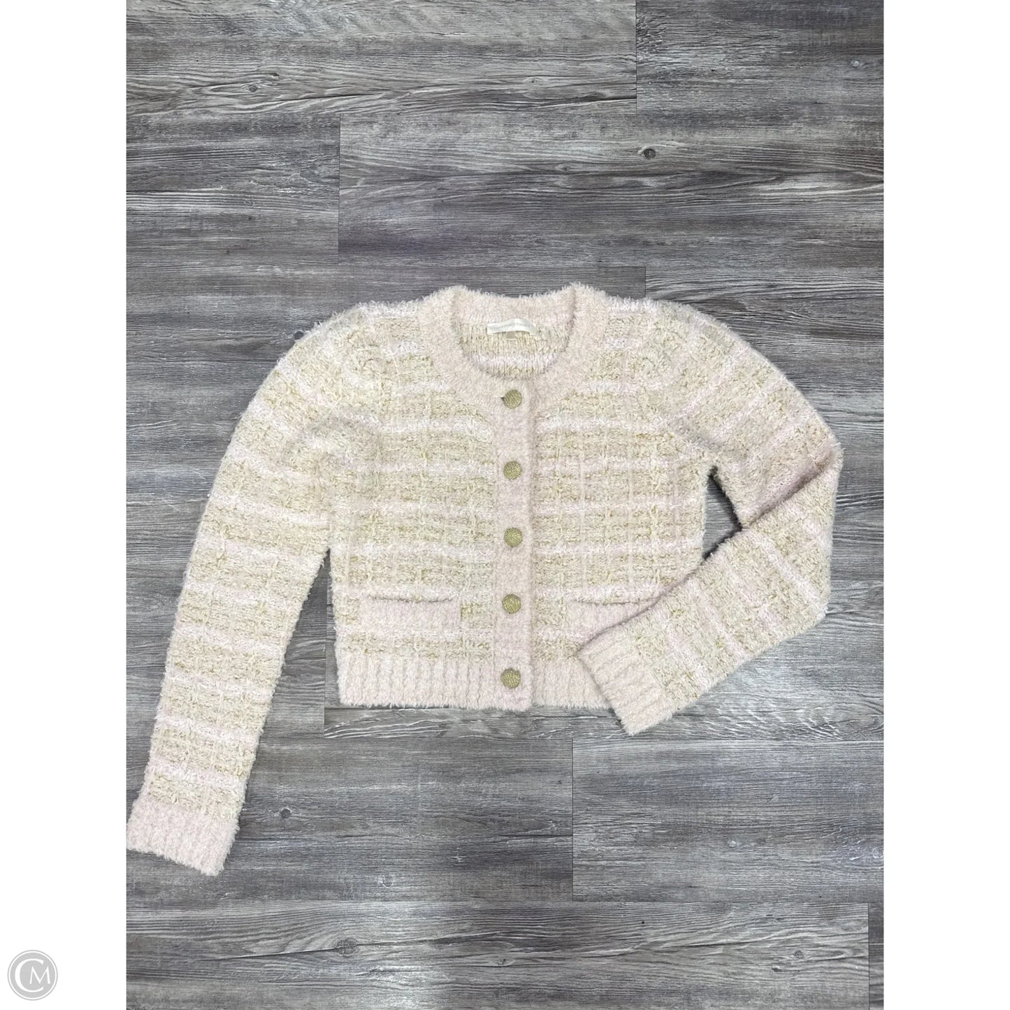 Sweater Cardigan By Loveshackfancy In Pink & Tan, Size: S