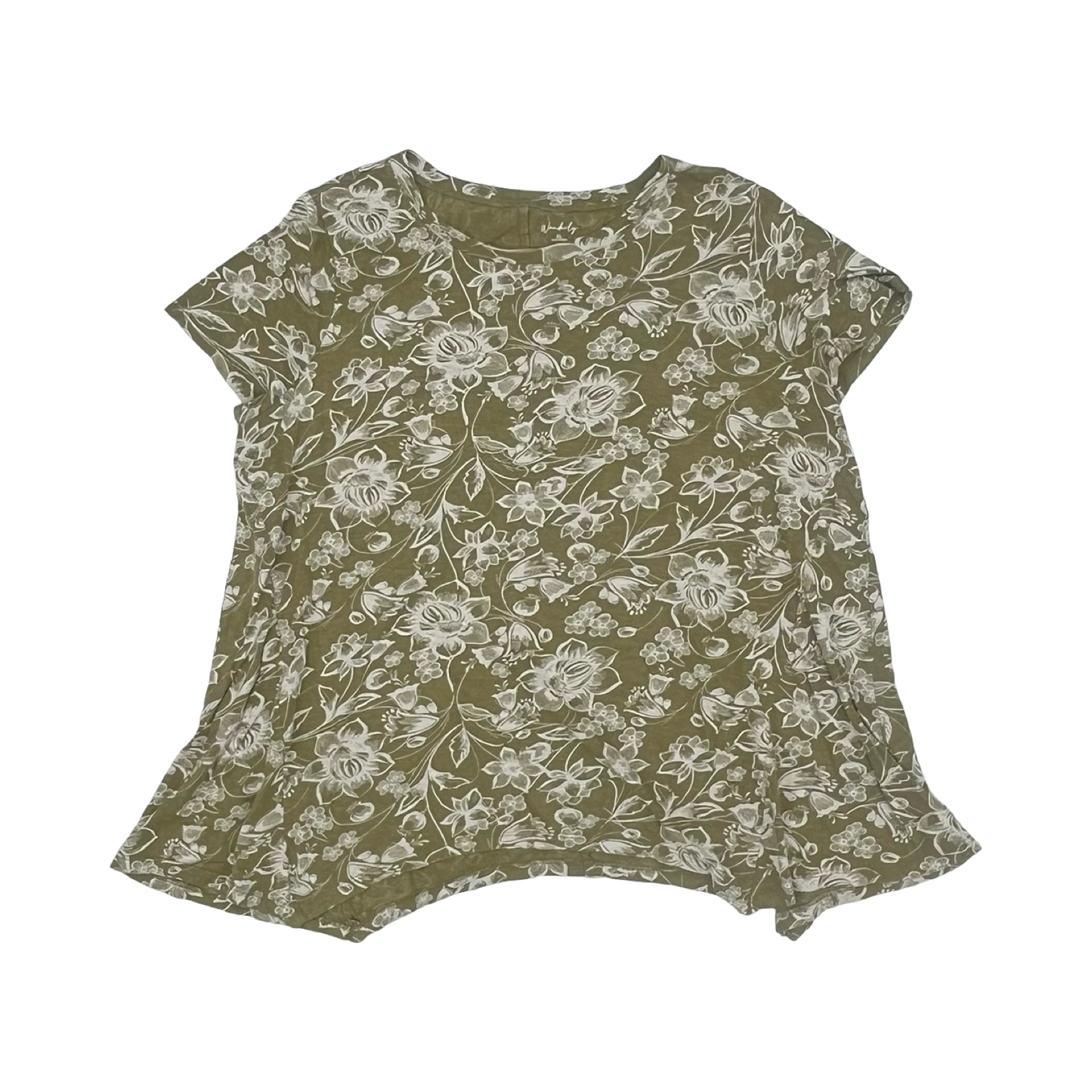 Top Ss By Clothes Mentor In Green & Tan, Size:Xl