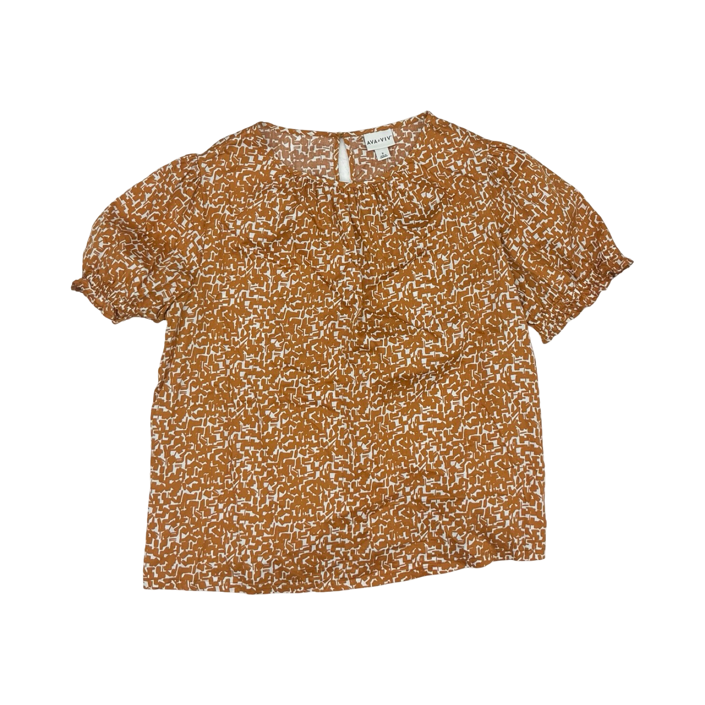 Blouse Ss By Ava & Viv In Brown & White, Size:1X