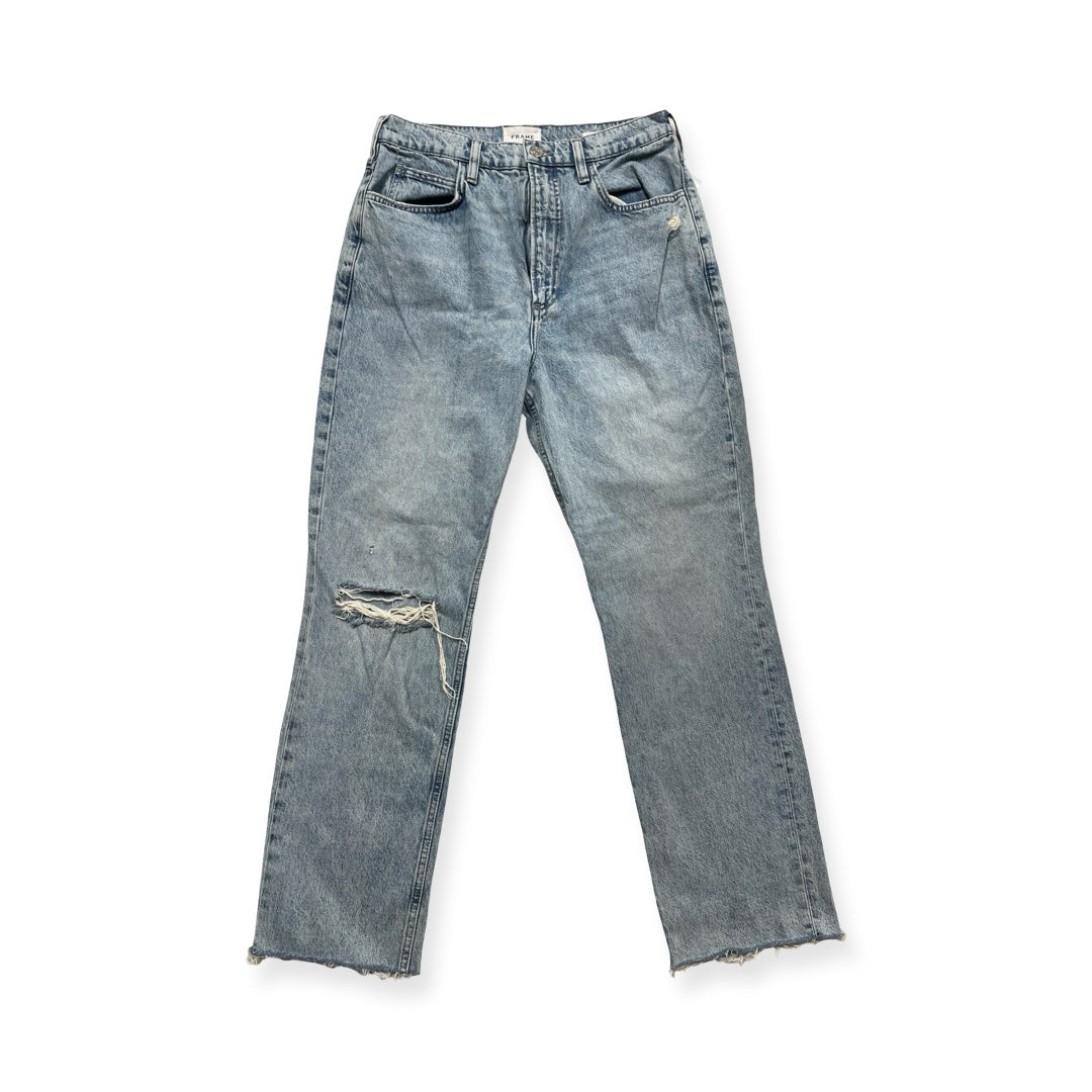 Jeans Straight By Frame In Blue Denim, Size:10