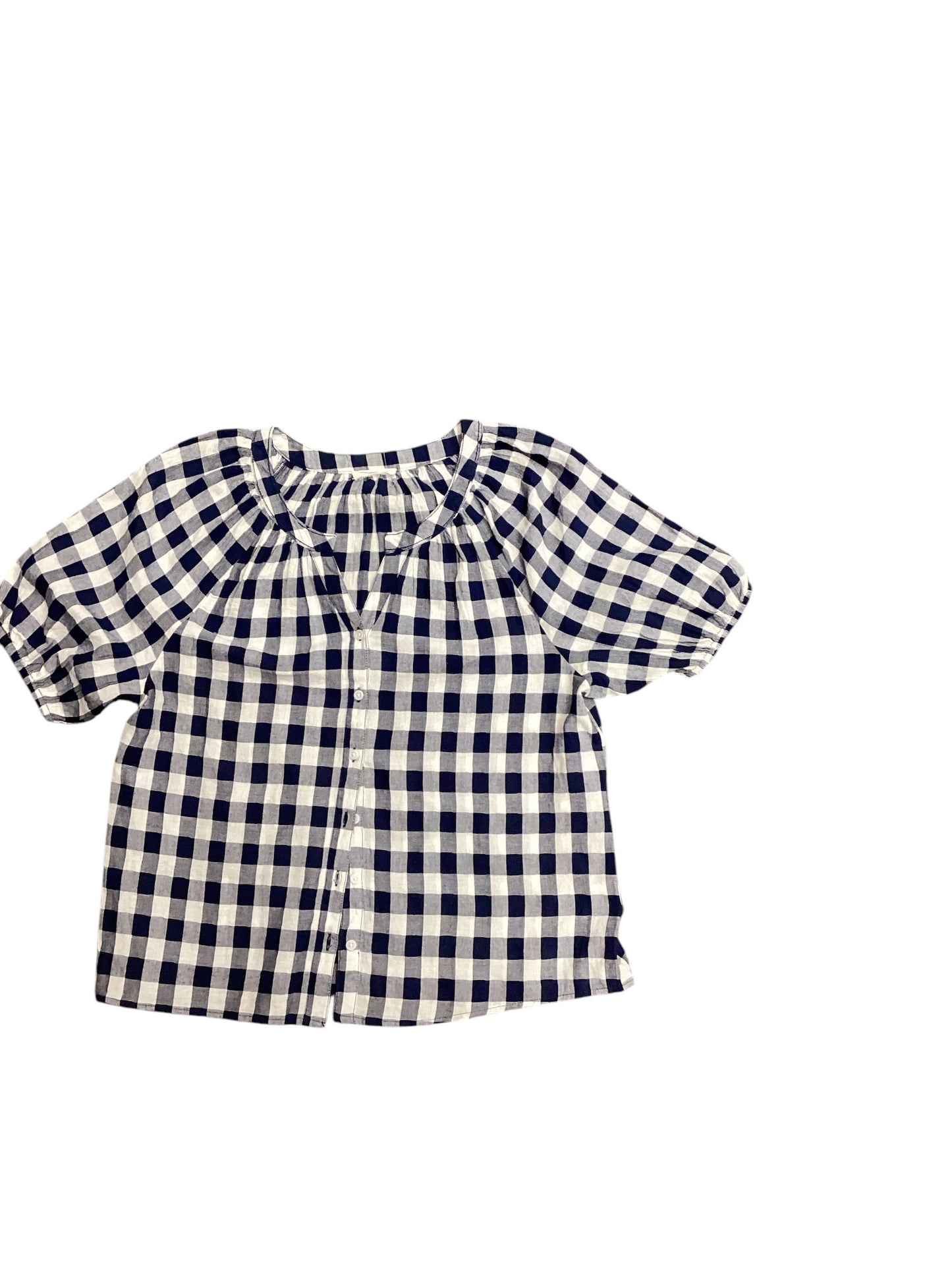 Top Short Sleeve By Beachlunchlounge In Plaid Pattern, Size: L