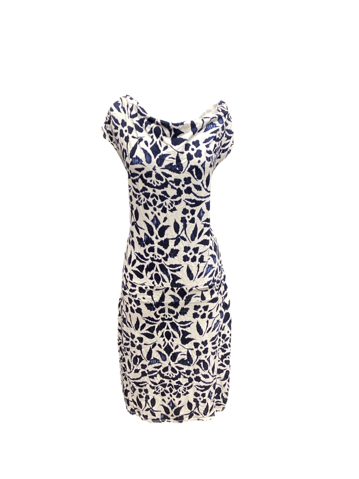 Blue & White Dress Casual Midi Ann Taylor, Size M