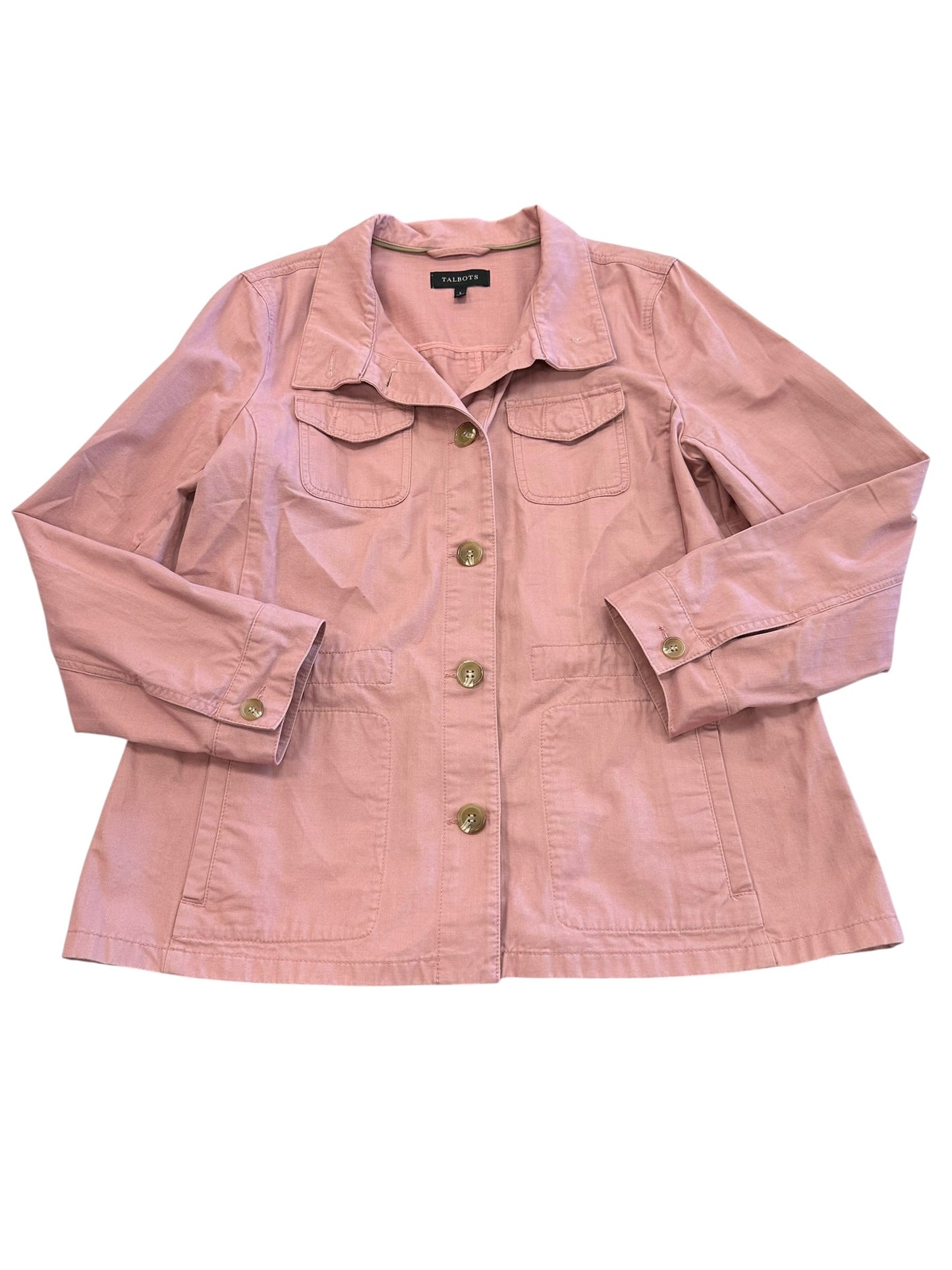 Jacket Shirt By Talbots In Pink, Size:L