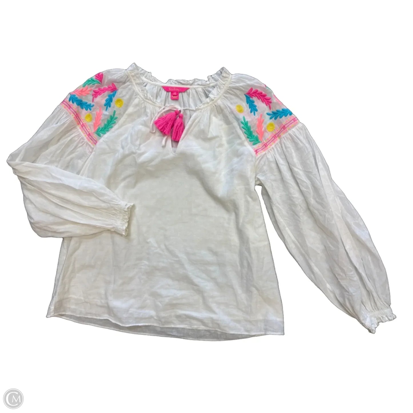 Top Long Sleeve Designer By Lilly Pulitzer In White, Size: M