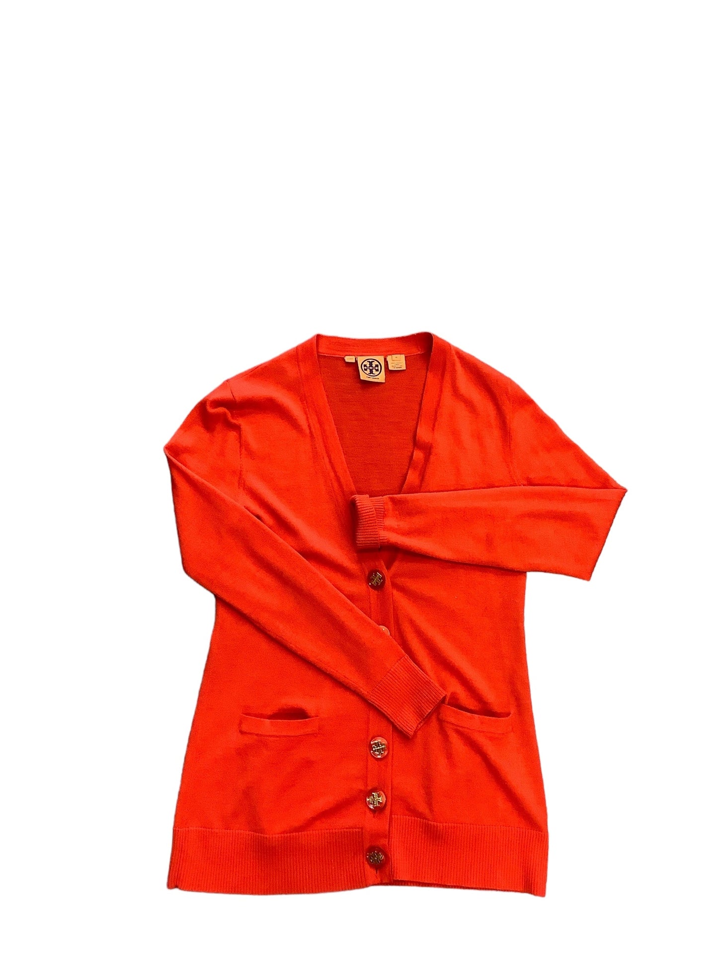 Orange Sweater Cardigan Designer Tory Burch, Size M