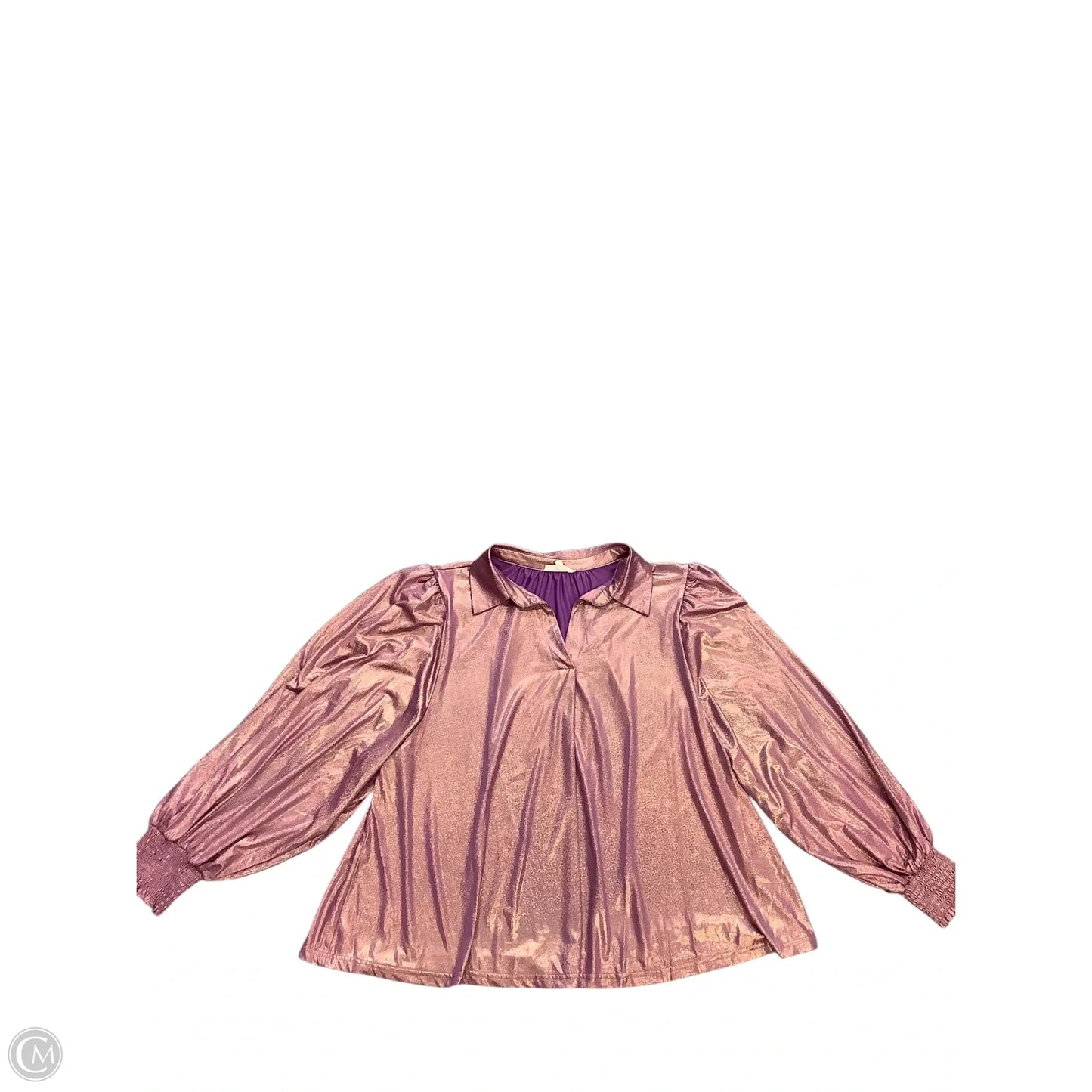 Blouse Long Sleeve By Easel In Purple, Size: L