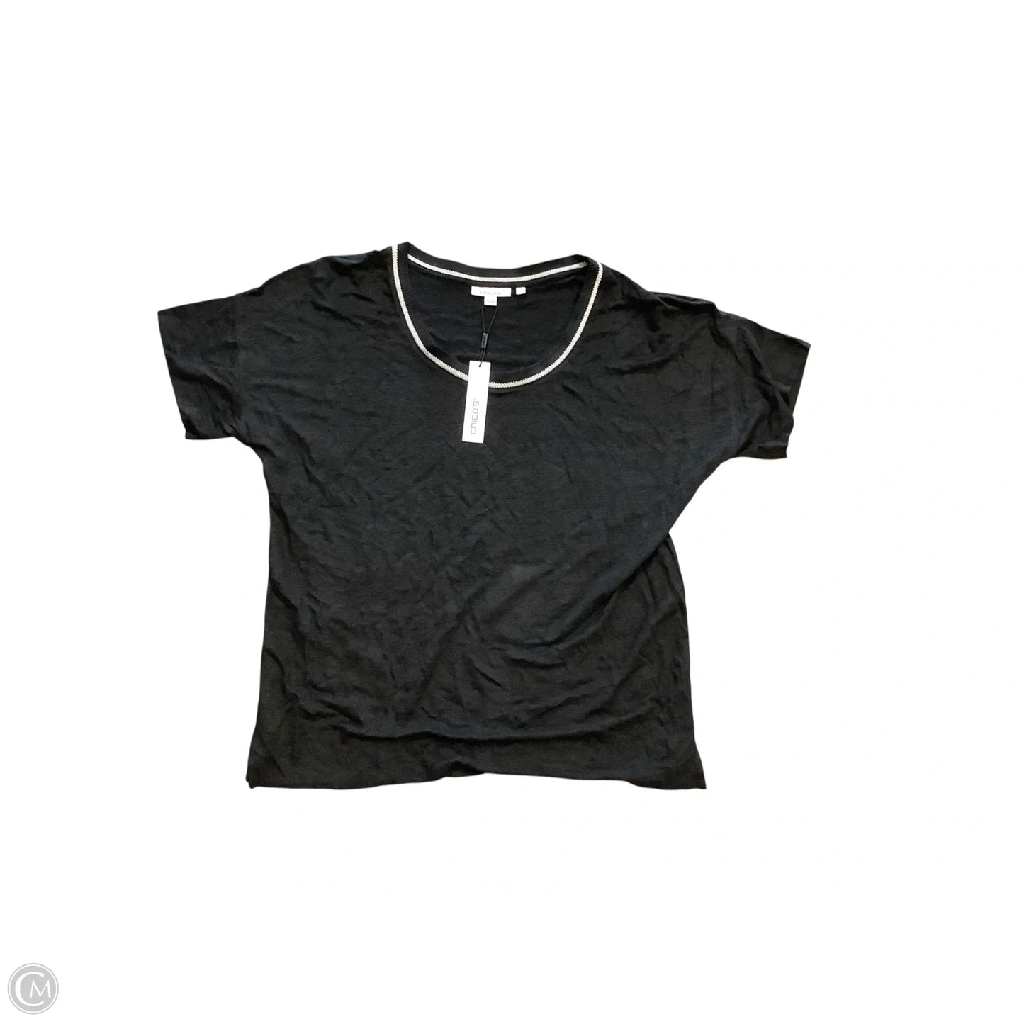 Top Short Sleeve By Chicos In Black, Size: L
