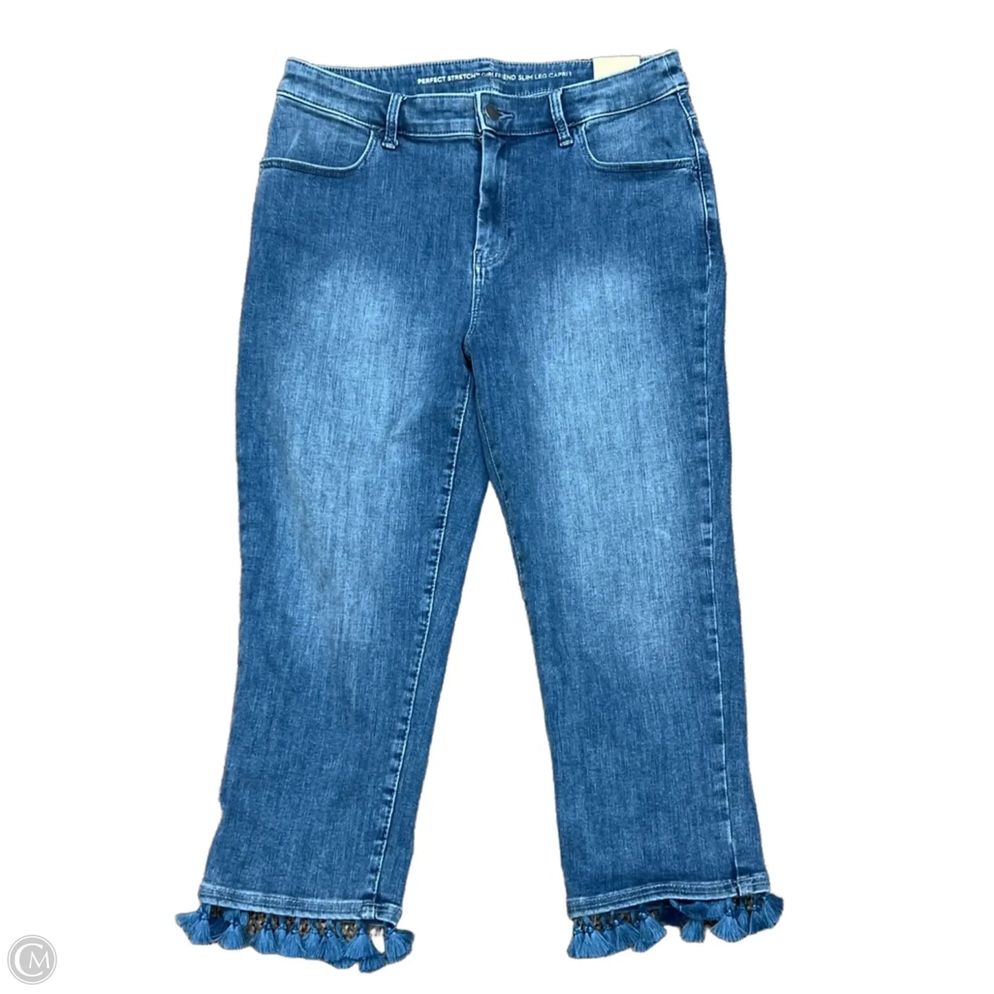 Jeans Cropped By Chicos In Blue Denim, Size: 8