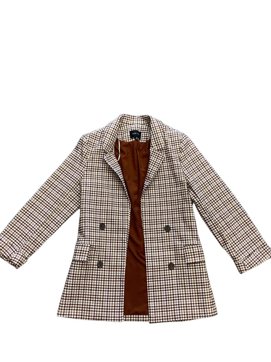 Blazer By Love Tree In Brown & Cream, Size: M