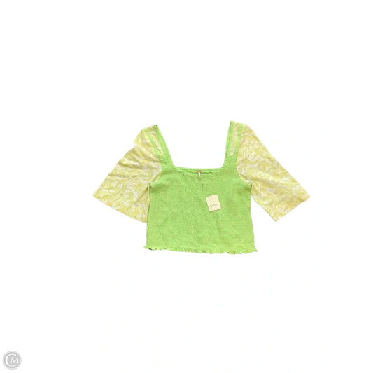 Blouse Short Sleeve By Free People In Green & Yellow, Size: L